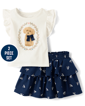 Toddler Girls Embellished Graphic 2-Piece Outfit Set