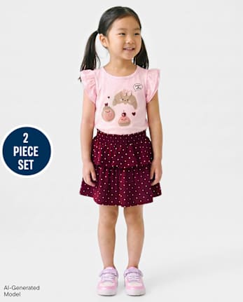 Ensemble 2 pièces à motifs graphiques pour petites filles - ROSE MIST