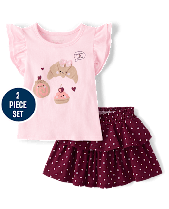 Toddler Girls Embellished Graphic 2-Piece Outfit Set