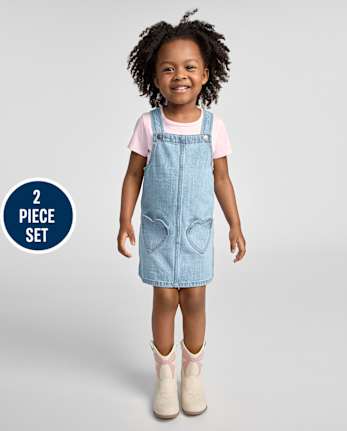 Toddler Girls Heart Skirtall 2-Piece Outfit Set