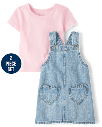 Toddler Girls Heart Skirtall 2-Piece Outfit Set