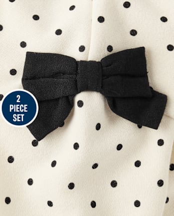 Toddler Girls Polka Dot Bow 2-Piece Outfit Set