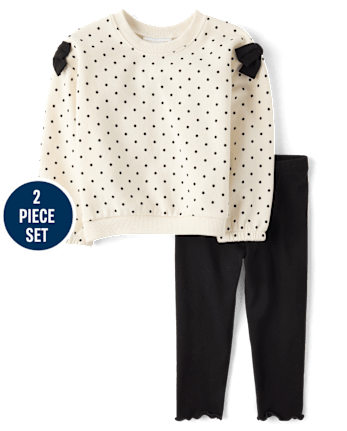 Toddler Girls Polka Dot Bow 2-Piece Outfit Set