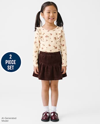 Toddler Girls Floral 2-Piece Outfit Set - FUDGE
