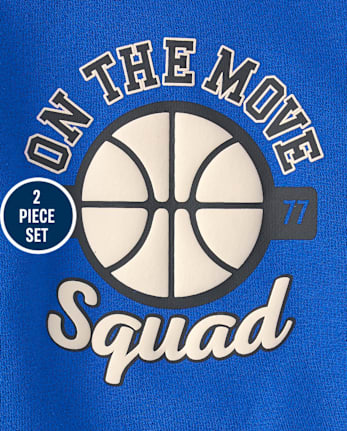Baby And Toddler Boys Puff Print Basketball Premium Fleece 2-Piece Outfit Set