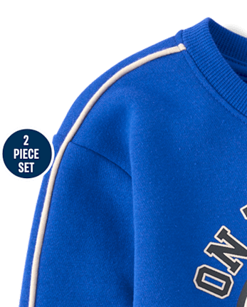 Baby And Toddler Boys Puff Print Basketball Premium Fleece 2-Piece Outfit Set