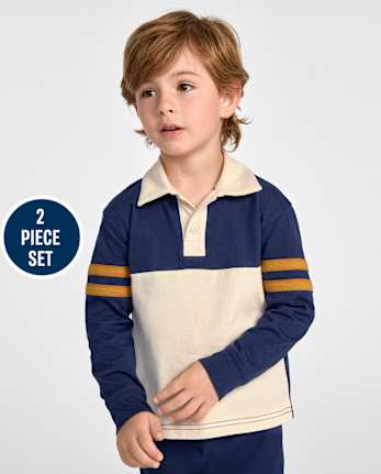Ensemble 2 pièces style universitaire à blocs de couleurs pour bébés et petits garçons