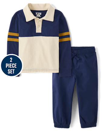 Baby And Toddler Boys Colorblock Varsity 2-Piece Outfit Set