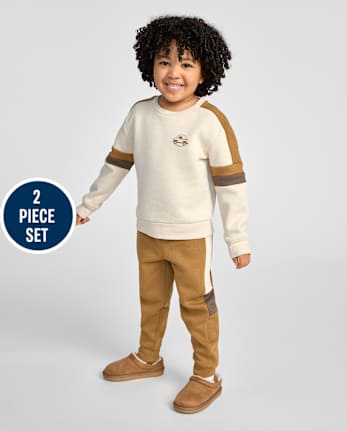 Baby And Toddler Boys Truck Colorblock Premium Fleece 2-Piece Outfit Set