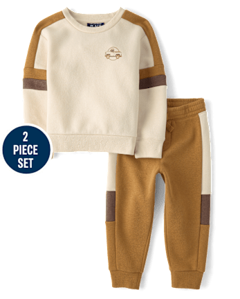 Baby And Toddler Boys Truck Colorblock Premium Fleece 2-Piece Outfit Set
