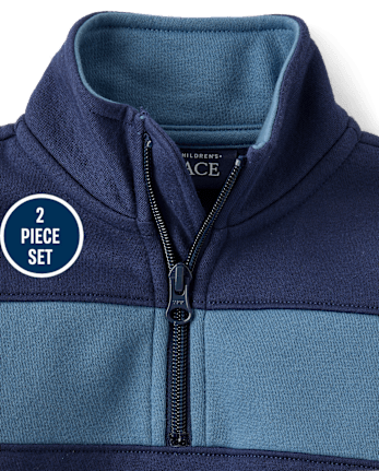 Baby And Toddler Boys Colorblock Premium Fleece 2-Piece Outfit Set