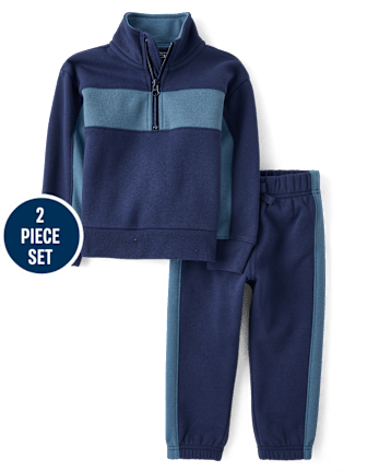 Baby And Toddler Boys Colorblock Premium Fleece 2-Piece Outfit Set