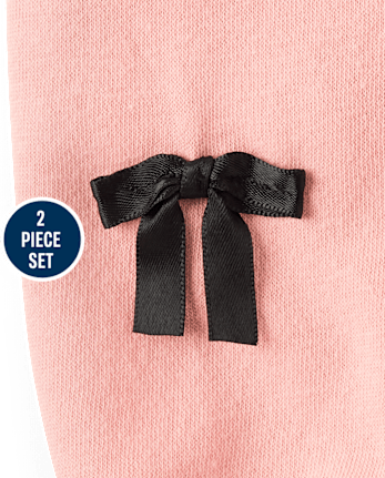 Toddler Girls Bow Fleece 2-Piece Outfit Set