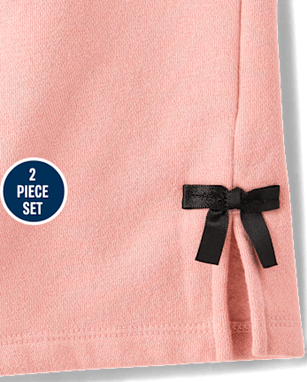 Toddler Girls Bow Fleece 2-Piece Outfit Set