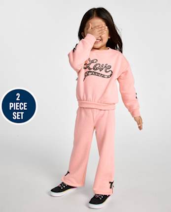 Ensemble 2 pièces en polaire avec nœud pour petites filles