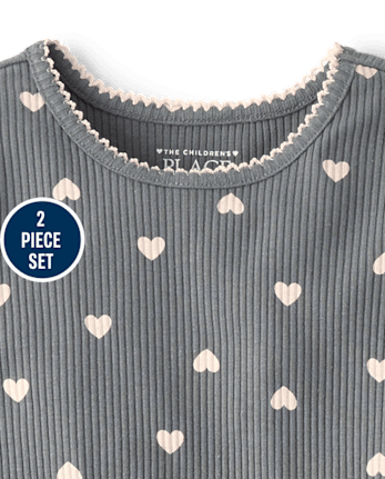 Toddler Girls Heart Ribbed 2-Piece Outfit Set