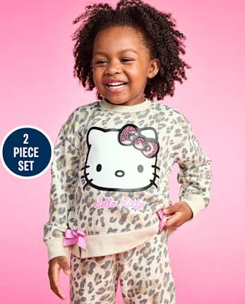 Toddler Girls Hello KittyÂ® Sequin Leopard 2-Piece Outfit Set - SEA SHELL