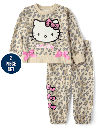 Toddler Girls Hello KittyÂ® Sequin Leopard 2-Piece Outfit Set - SEA SHELL