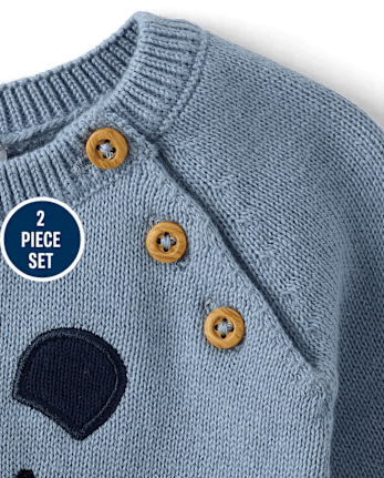Baby Boys Applique Bear 2-Piece Outfit Set