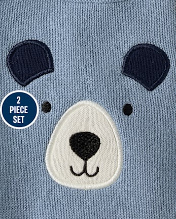 Baby Boys Applique Bear 2-Piece Outfit Set