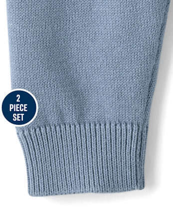 Baby Boys Applique Bear 2-Piece Outfit Set - CARBON BLUE