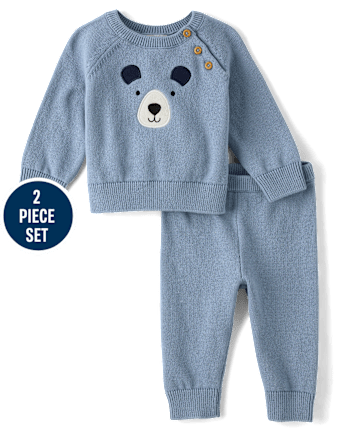 Baby Boys Applique Bear 2-Piece Outfit Set