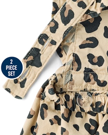 Baby Girls Leopard Skirtall 2-Piece Outfit Set