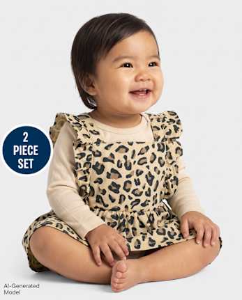 Baby Girls Leopard Skirtall 2-Piece Outfit Set - CANOE