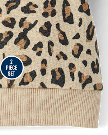 Baby Girls Leopard Premium Fleece 2-Piece Outfit Set