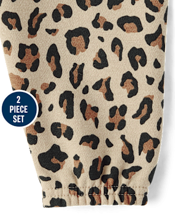Baby Girls Leopard Premium Fleece 2-Piece Outfit Set