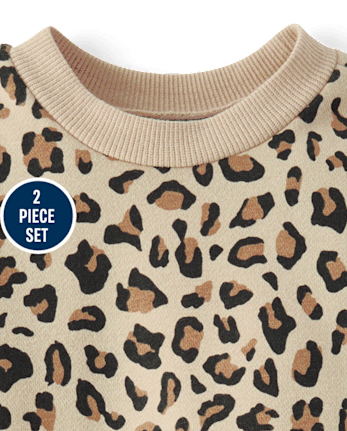 Ensemble 2 pièces en polaire premium léopard pour bébé fille