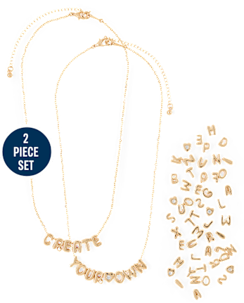 Girls DIY Letter Charm Necklace Set