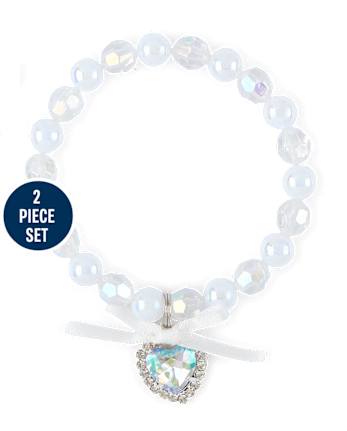 Girls Heart Beaded 2-Piece Jewelry Set