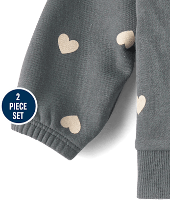 Baby Girls Heart Premium Fleece 2-Piece Playwear Set