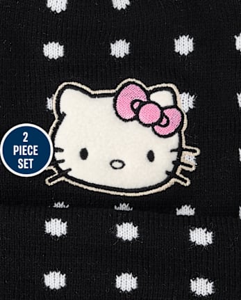 Girls Hello Kitty® Polka Dot 2-Piece Cold Weather Set - BLACK