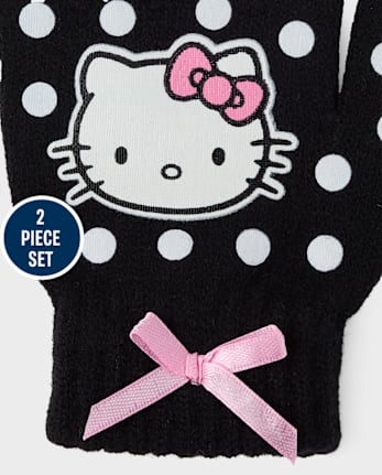 Girls Hello Kitty® Polka Dot 2-Piece Cold Weather Set - BLACK
