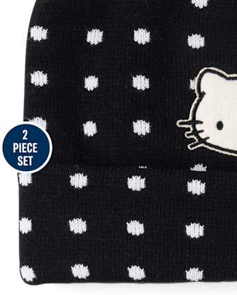 Girls Hello Kitty® Polka Dot 2-Piece Cold Weather Set - BLACK