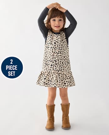 Toddler Girls Leopard Jumper 2-Piece Outfit Set - HAY STACK