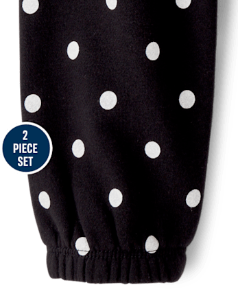Ensemble 2 pièces en polaire premium orné pour petites filles - BLACK