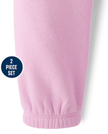 Ensemble 2 pièces en polaire premium orné pour petites filles - LACE PINK CL