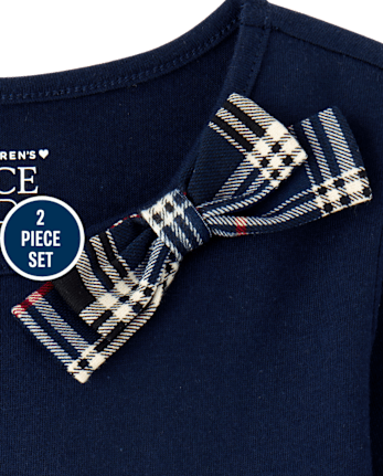 Toddler Girls Plaid Bow 2-Piece Outfit Set - TIDAL