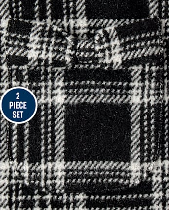 Toddler Girls Plaid Jumper 2-Piece Outfit Set - BLACK