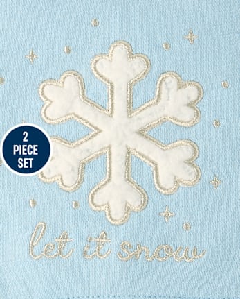 Baby Girls Applique Glitter Snowflake 2-Piece Playwear Set - BLUE AIR