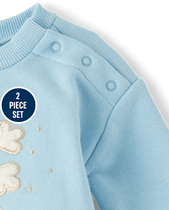 Baby Girls Applique Glitter Snowflake 2-Piece Playwear Set - BLUE AIR