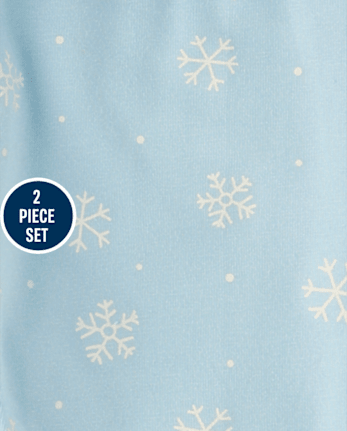 Baby Girls Applique Glitter Snowflake 2-Piece Playwear Set - BLUE AIR