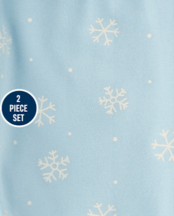 Baby Girls Applique Glitter Snowflake 2-Piece Playwear Set - BLUE AIR