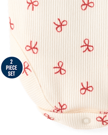 Baby Girls Bow Bubble Skirt 2-Piece Playwear Set - RED OCHRE
