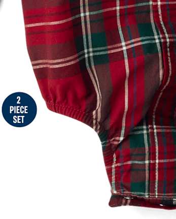 Baby Boys Dad And Me Plaid 2-Piece Outfit Set - RED OCHRE