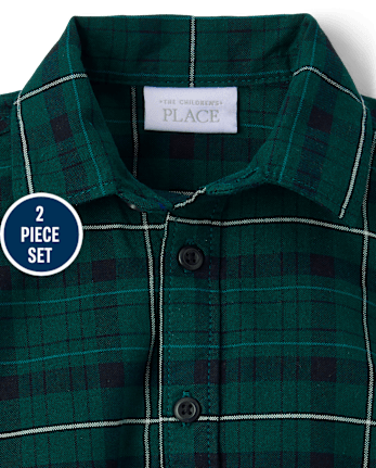 Baby Boys Dad And Me Plaid 2-Piece Outfit Set - BALT GREEN