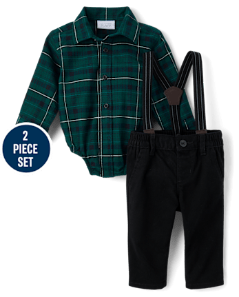 Baby Boys Dad And Me Plaid 2-Piece Outfit Set - BALT GREEN